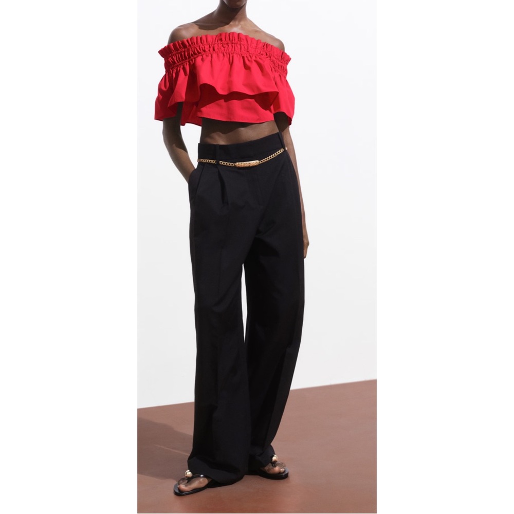 MANGO ~STRAPLESS TOP WITH RUFFLE (NWT) - Picture 9 of 12